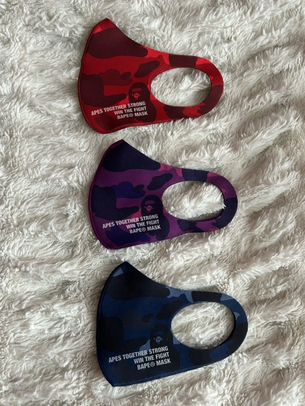 Bape A Bathing Ape Face Mask Set Of Three (3) Authentic Camo Print One Size